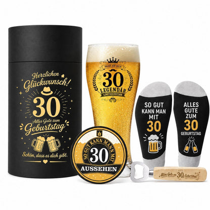 30. Geburtstag Geschenk für Männer mit Bierglas & Zubehör