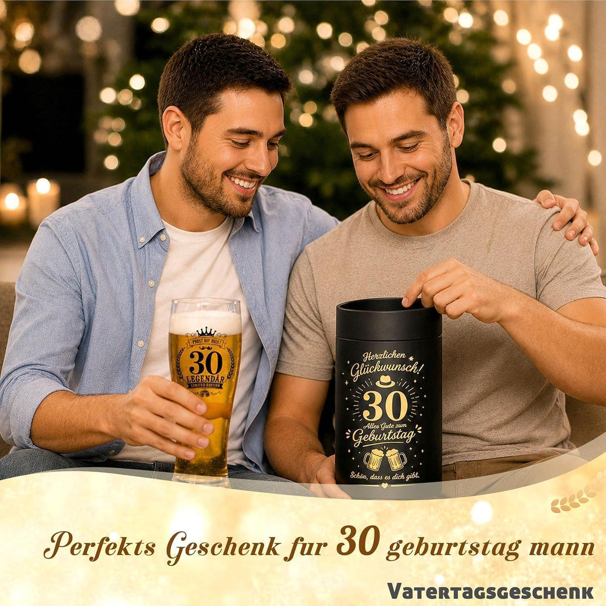 30. Geburtstag Geschenk für Männer mit Bierglas & Zubehör