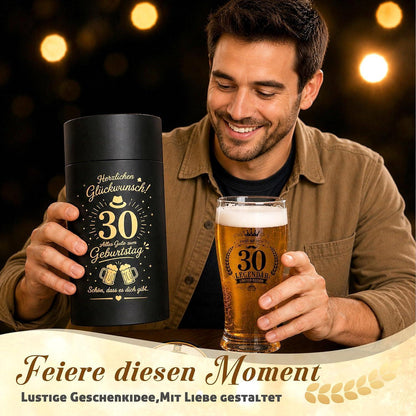 30. Geburtstag Geschenk für Männer mit Bierglas & Zubehör