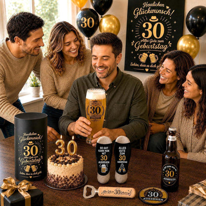 30. Geburtstag Geschenk für Männer mit Bierglas & Zubehör