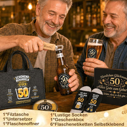 50. Geburtstag Geschenkset für Männer mit Bier & Zubehör
