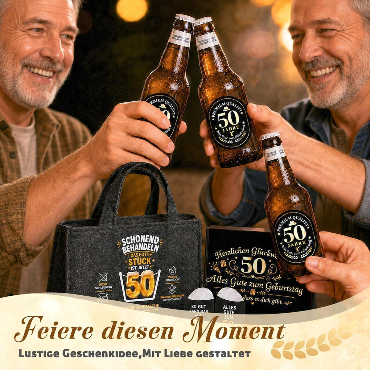 50. Geburtstag Geschenkset für Männer mit Bier & Zubehör