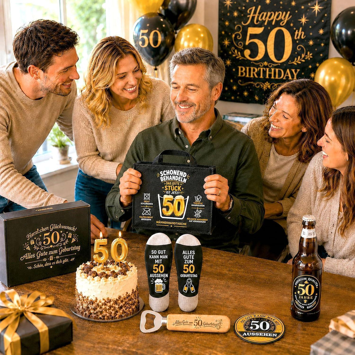 50. Geburtstag Geschenkset für Männer mit Bier & Zubehör