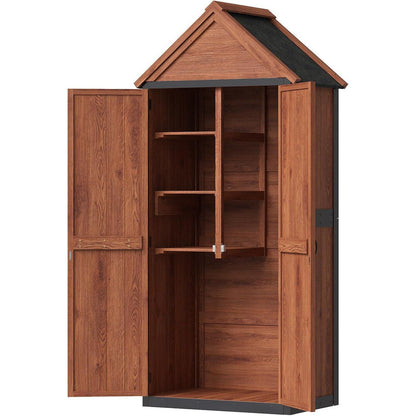 Gartenhaus Holz mit 3 Böden & Asphaltdach – Wetterfester Gartenschrank
