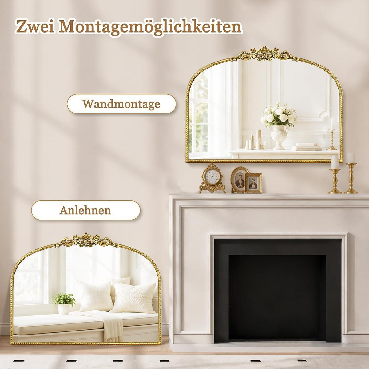 Goldener Vintage Wandspiegel barock 80x60cm