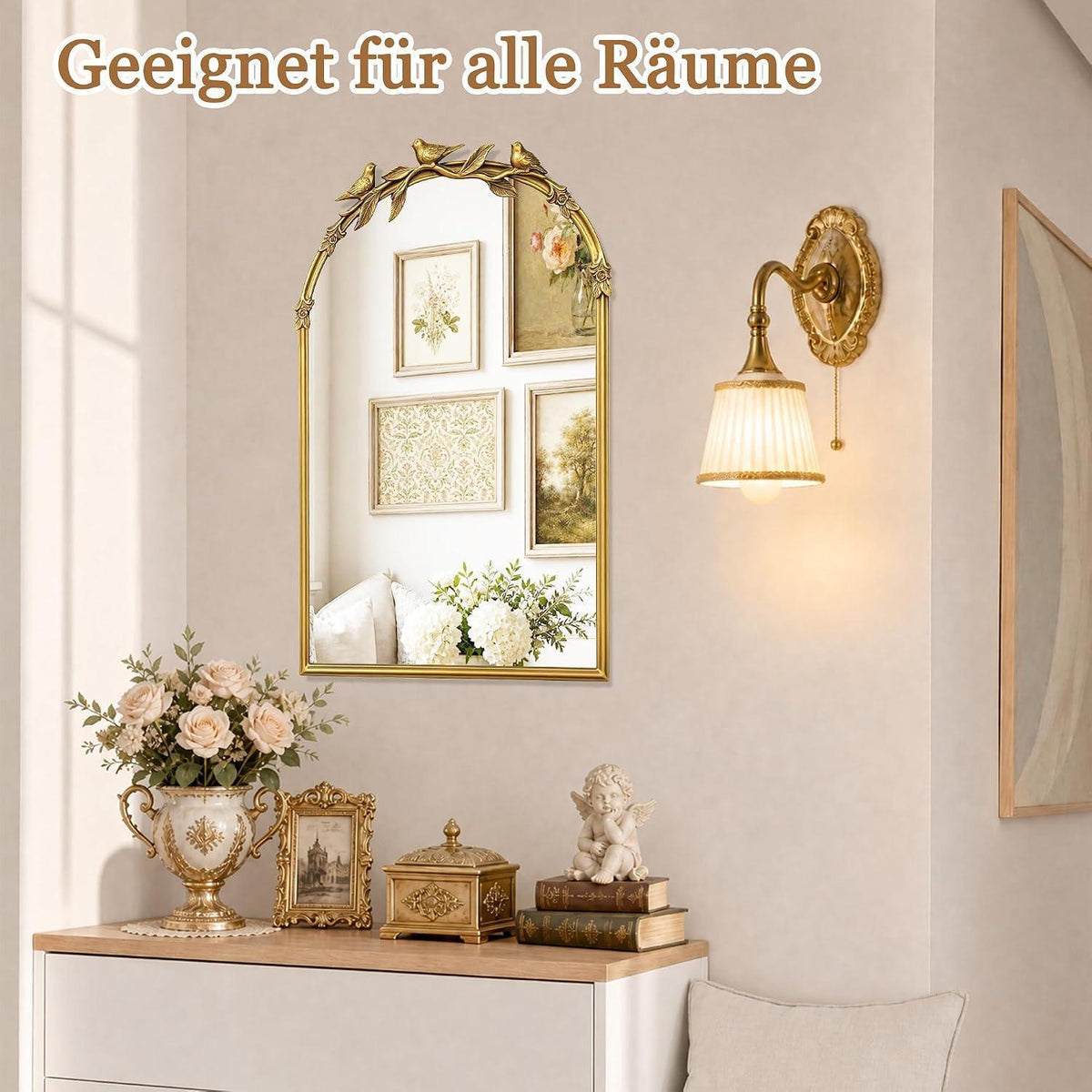 Goldener Vintage Wandspiegel barocker Stil 74x48cm