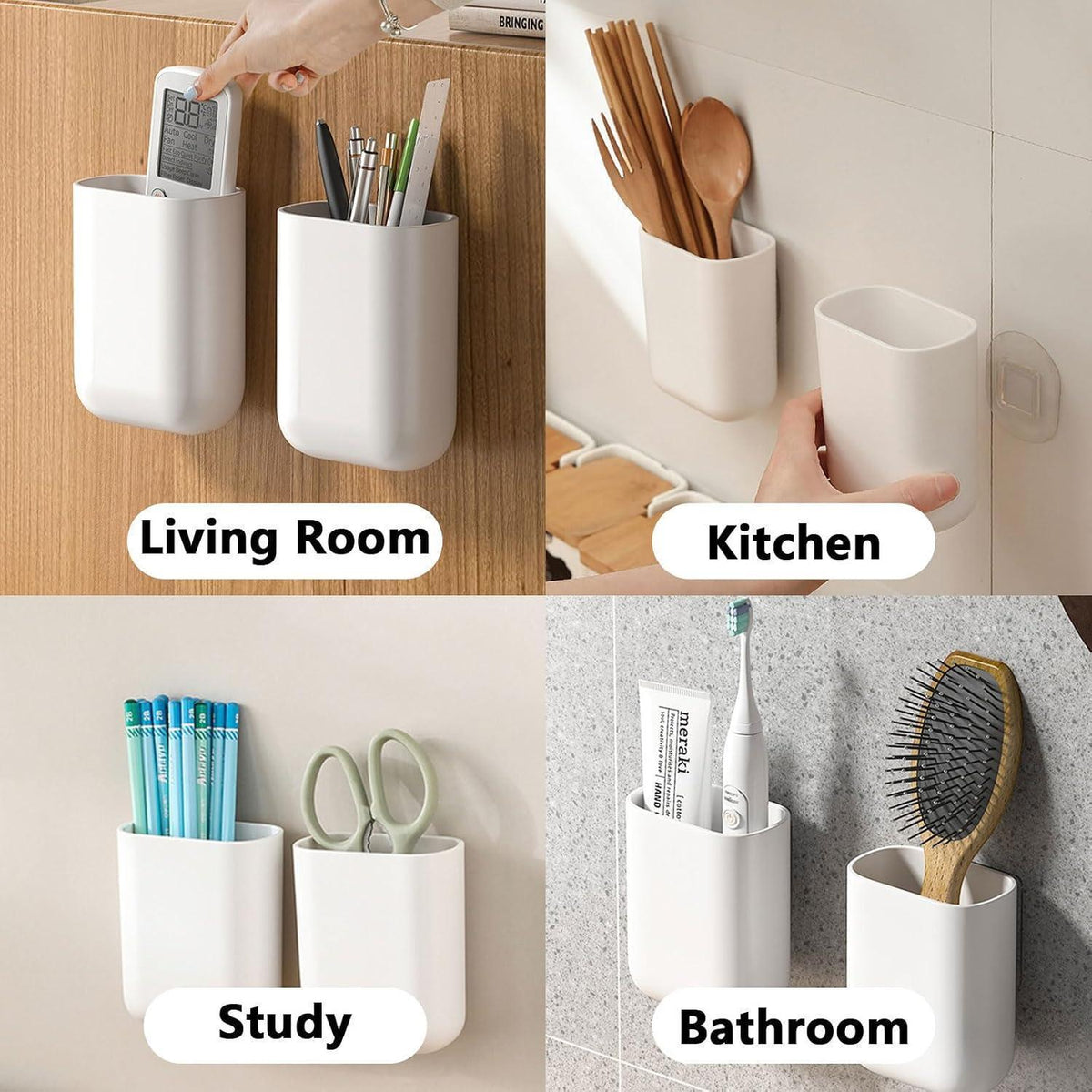 2x Zahnbürstenhalter Wand ohne Bohren | Bad Organizer Weiß