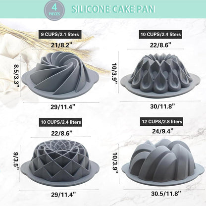 Silikon Kuchenformen 10/12 Tassen - Antihaft Backform Grau (2er Set)