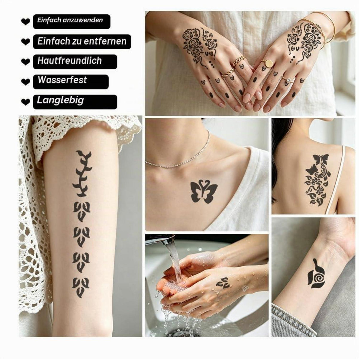 Henna Schablonen Set 20er Pack für Körper & Basteln