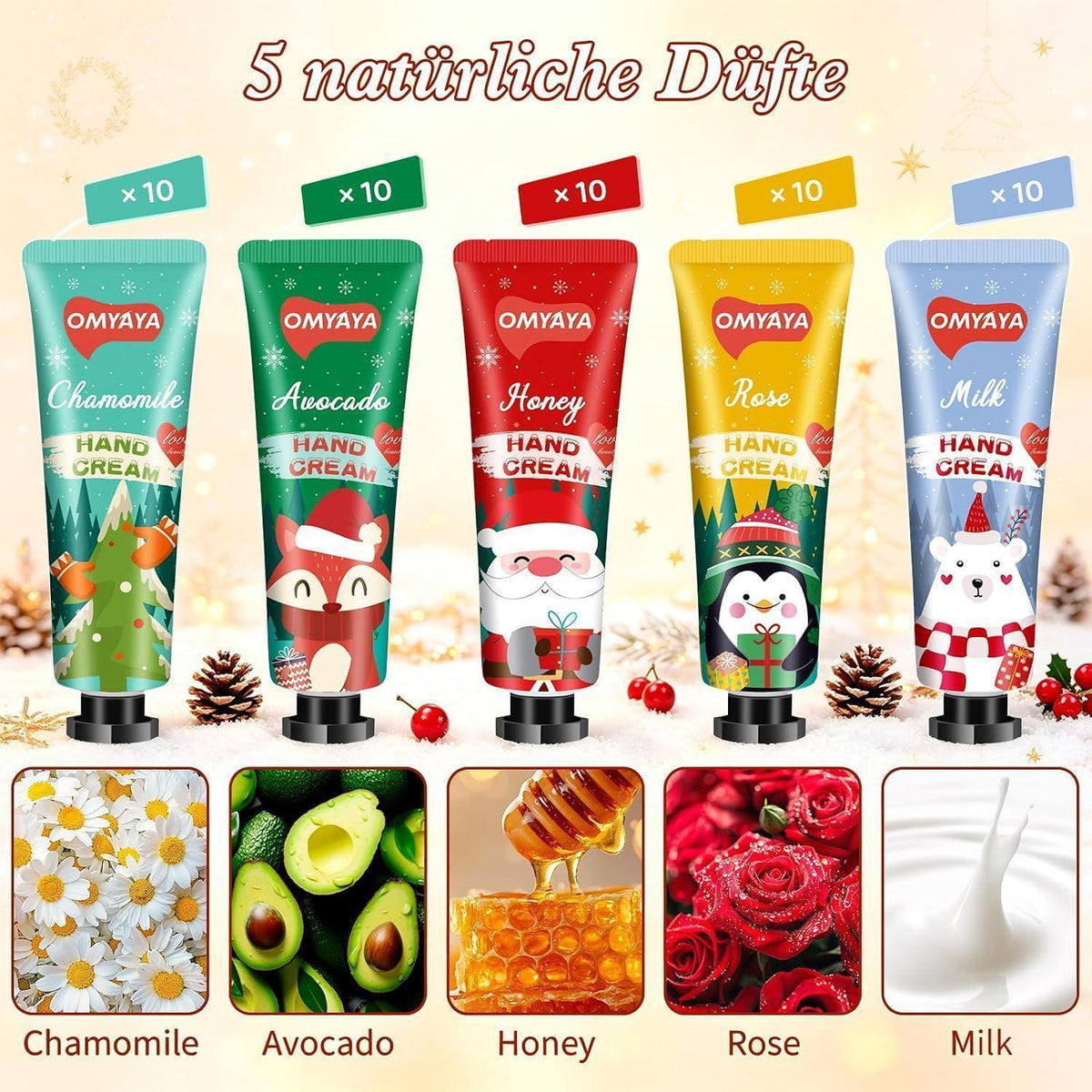 Handcreme Mini Set 50er Pack Weihnachten für Trockene Hände