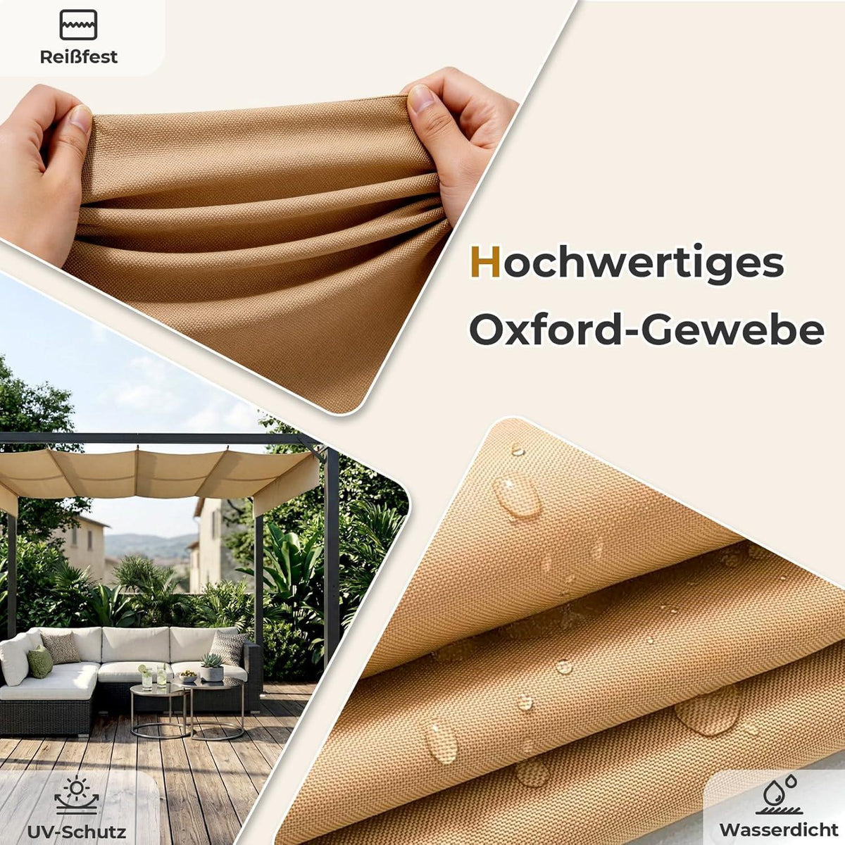 LEADZM Pergola 3x4m – Freistehender Pavillon mit Schiebedach