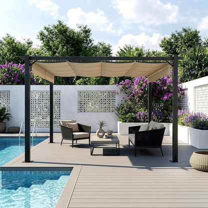 LEADZM Pergola 3x4m – Freistehender Pavillon mit Schiebedach