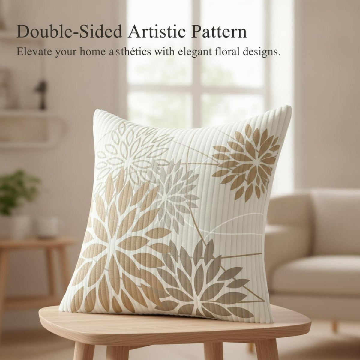 2x Kissenbezug Beige Kordsamt 30x50 cm - Landhaus Deko