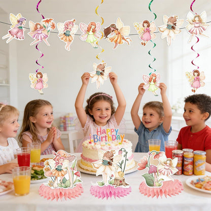 Feen Geburtstag Deko Set | Girlande & Deko für Märchenparty