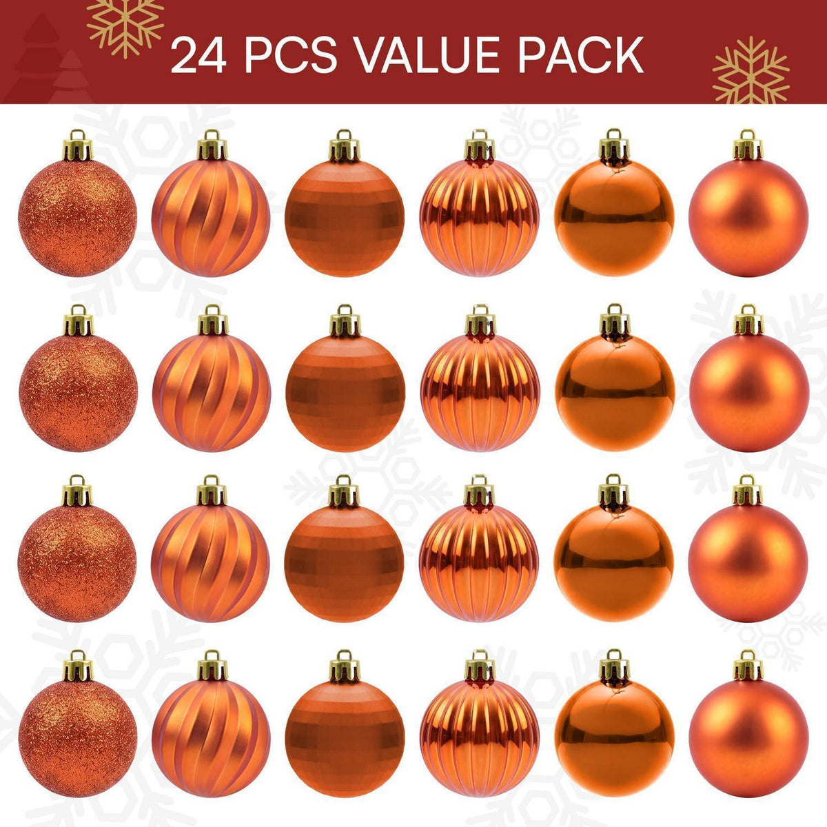 24 Weihnachtskugeln Set, 4cm, Bruchsicher & Dekorativ