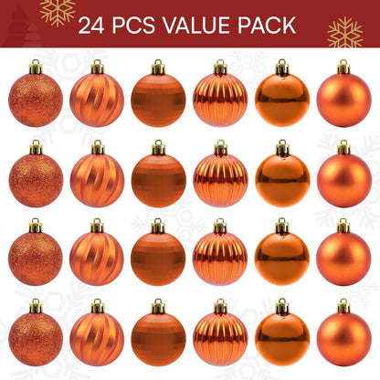 24 Weihnachtskugeln Set, 4cm, Bruchsicher & Dekorativ
