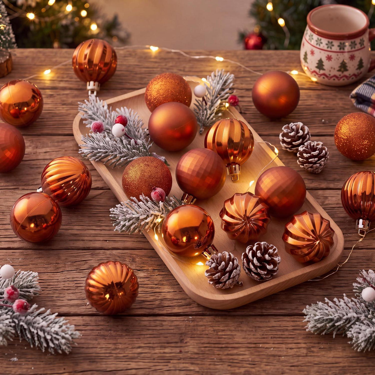 24 Weihnachtskugeln Set, 4cm, Bruchsicher & Dekorativ