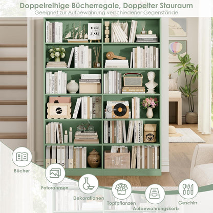 Bücherregal 12 Fächer – Grün, Standregal für Wohnzimmer & Büro