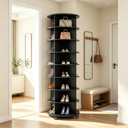 Drehbares Schuhregal 8-stöckig | 360° Schuhschrank Schwarz