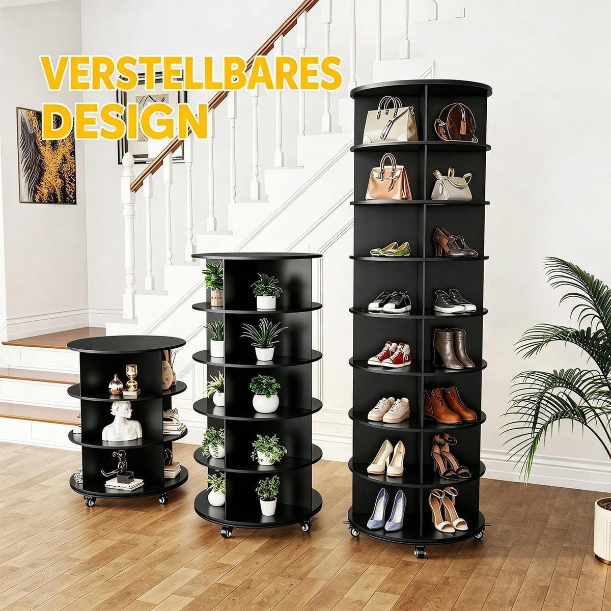 Drehbares Schuhregal 8-stöckig | 360° Schuhschrank Schwarz