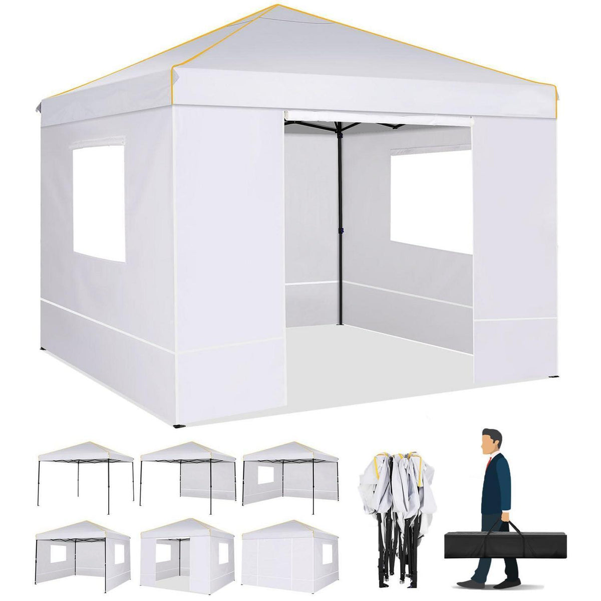 Faltpavillon 3x3m mit Seitenteilen – Wasserdicht & Winterfest