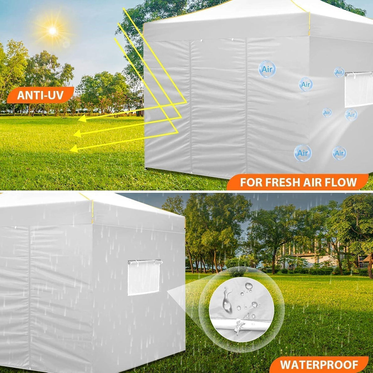 Faltpavillon 3x3m mit Seitenteilen – Wasserdicht & Winterfest