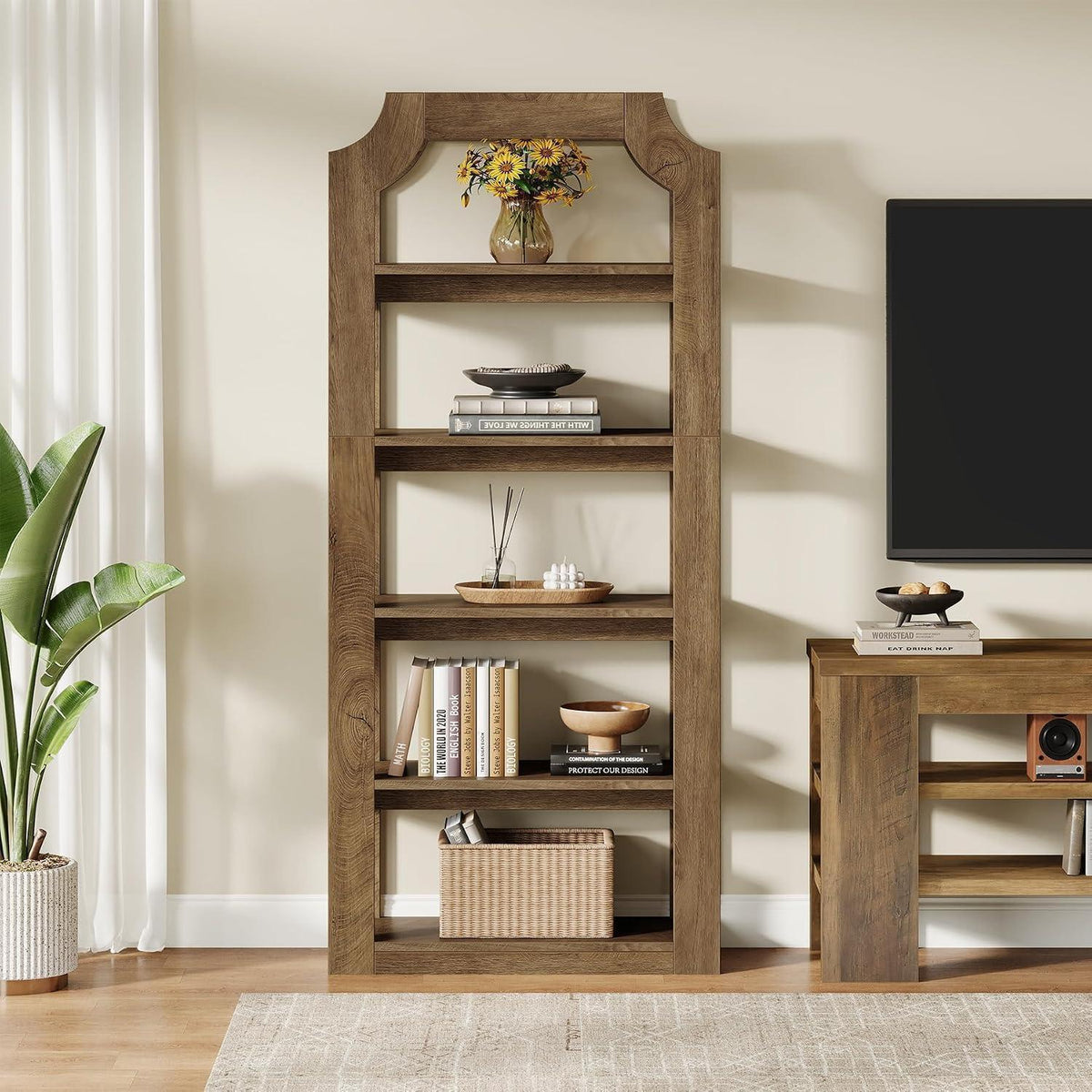 5-stöckiges Bücherregal 2er-Set, Vintage Landhausstil