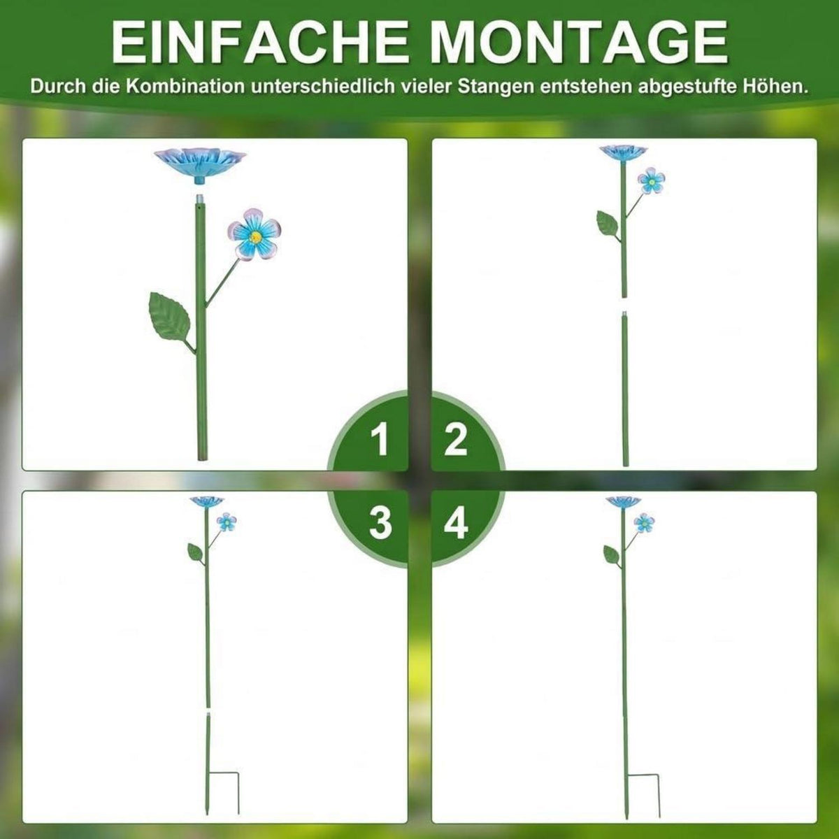 Bienentränke 4er Set mit Glasperlen – Insektentränke für Garten & Balkon