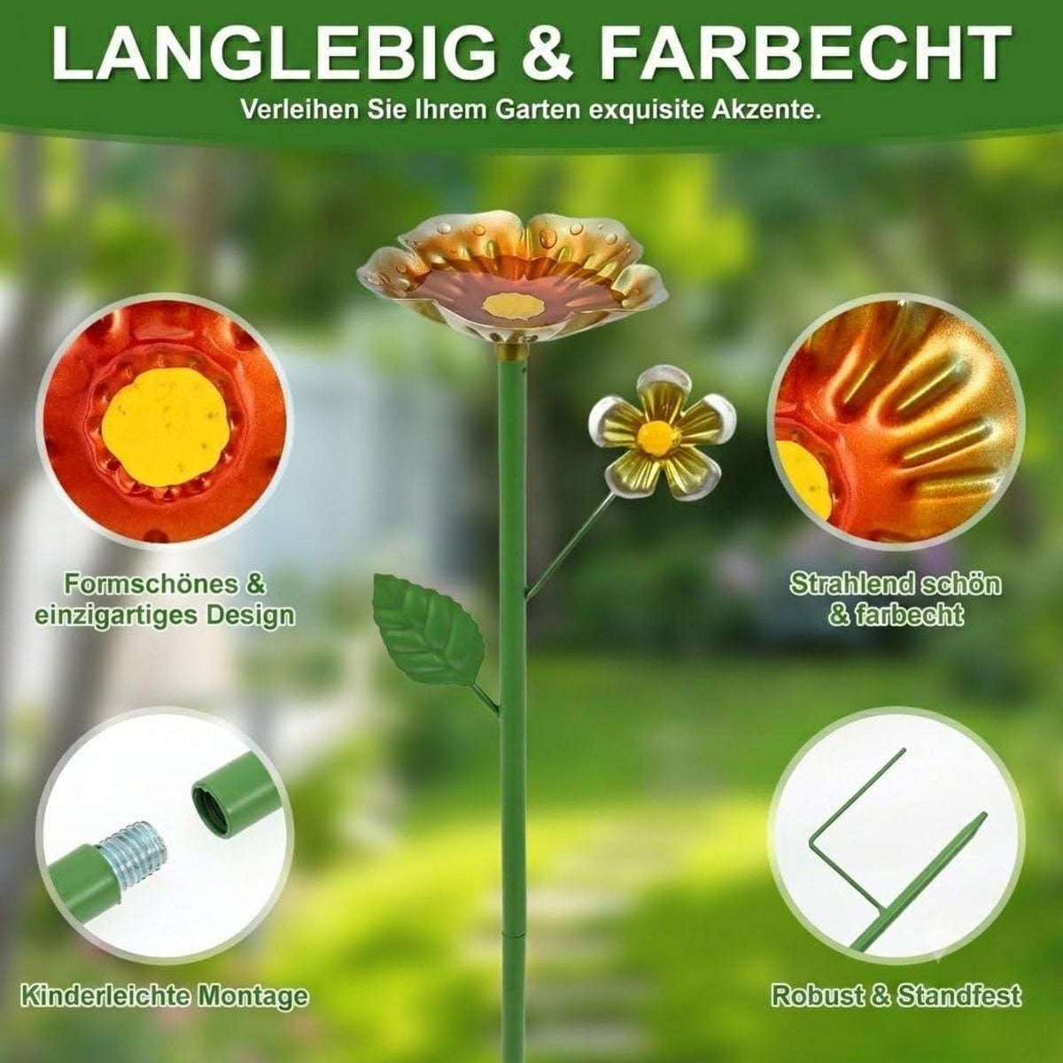 Bienentränke 4er Set mit Glasperlen – Insektentränke für Garten & Balkon