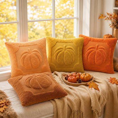 4er-Set Herbstkissenbezüge 40x40cm Kürbisdeko