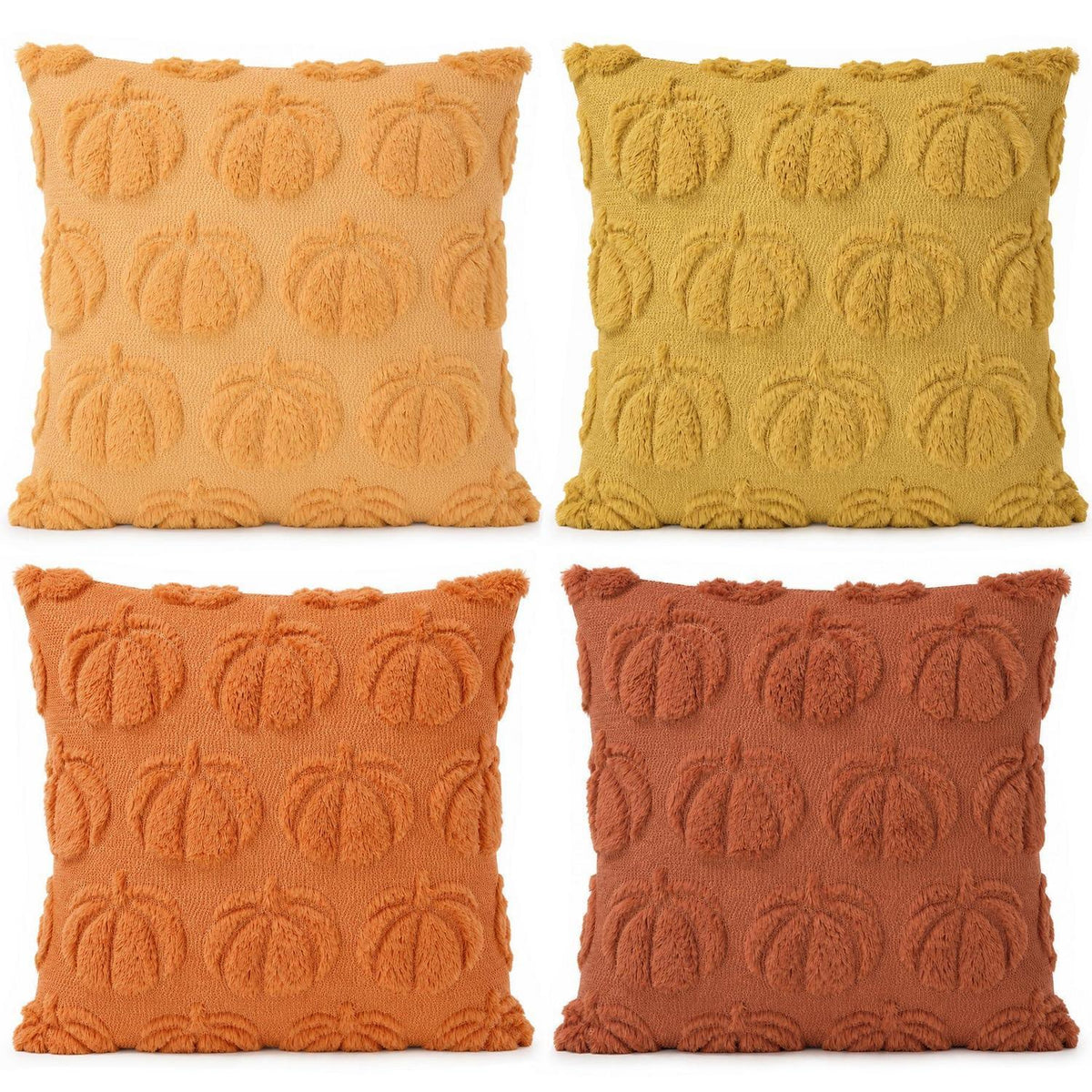 4er-Set Herbstkissenbezüge 45x45cm Kürbisdeko Orange