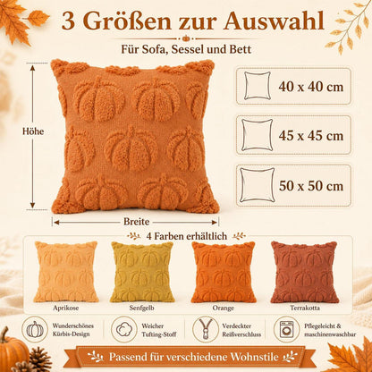 4er-Set Herbstkissenbezüge 45x45cm Kürbisdeko Orange