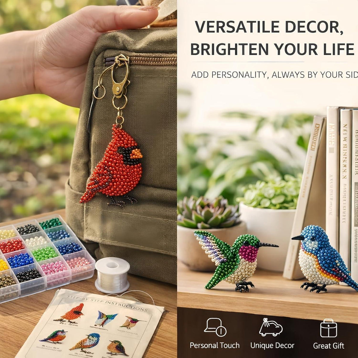 3D Perlentiere Bastelset – Kreatives DIY Kit für Erwachsene & Kinder