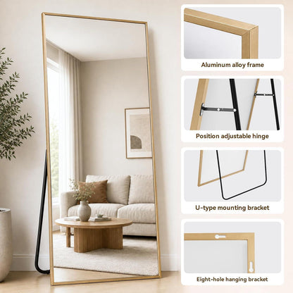 Ganzkörperspiegel 180x75cm – Stand- & Wandspiegel Goldfarben