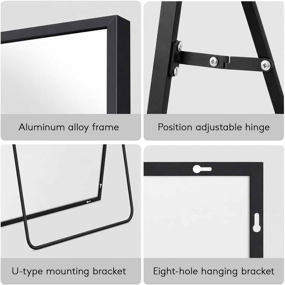 Ganzkörperspiegel 218x102cm – Stand- & Wandspiegel mit Aluminiumrahmen