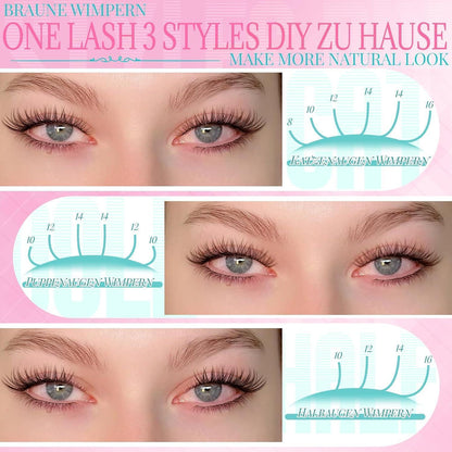 Braune Manga Lash Cluster Wimpern Extensions Set