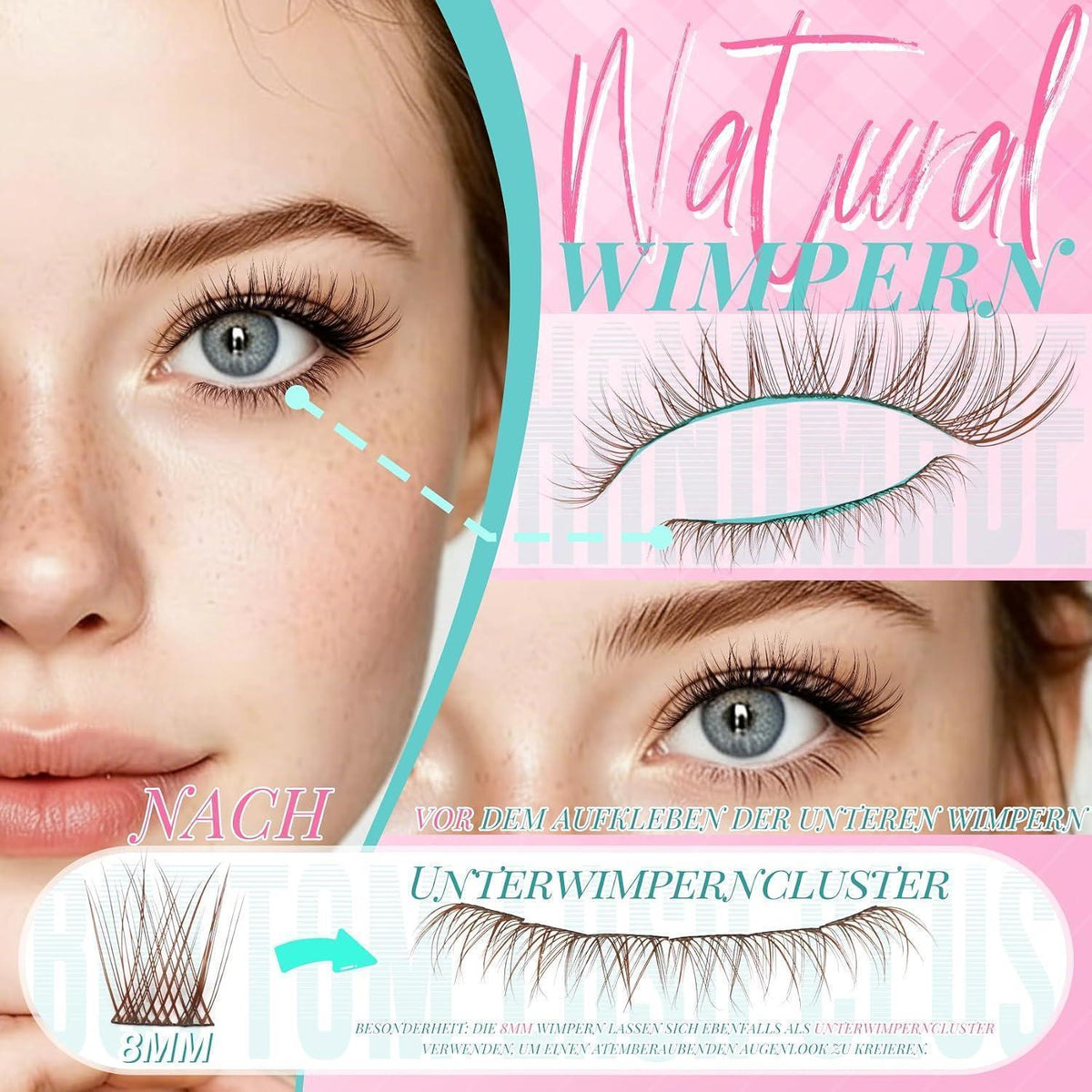 Braune Manga Lash Cluster Wimpern Extensions Set