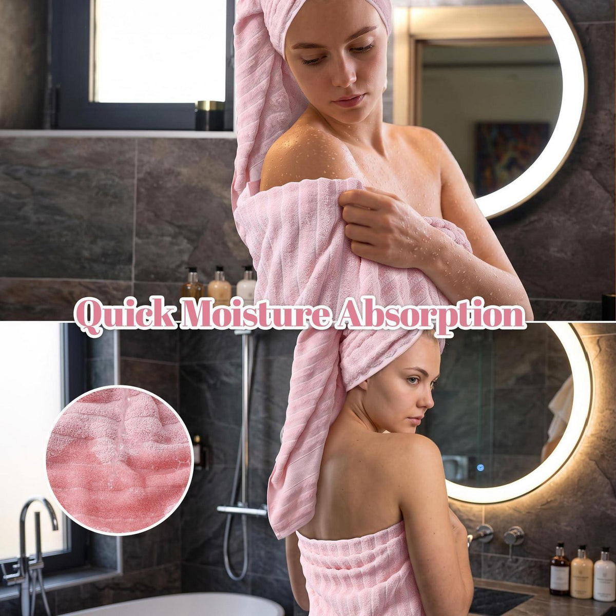 Kobete Handtuchset Rosa, 4-teilig – 100% Baumwolle