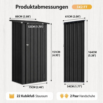Metall Gerätehaus mit Regalböden – 88x54x164cm