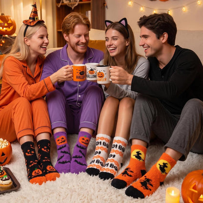 Kuschelsocken Halloween 4er Set Damen mit Motiven