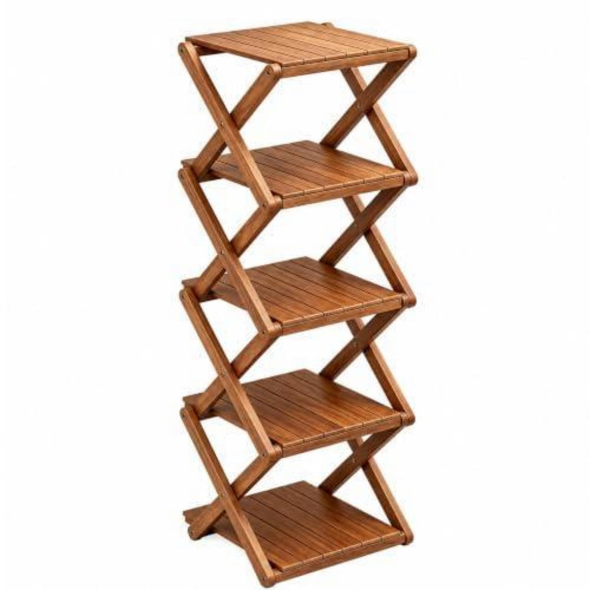 Klappbares Schuhregal Holz, Schmal & Platzsparend (Braun)