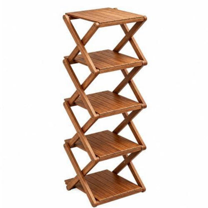Klappbares Schuhregal Holz, Schmal & Platzsparend (Braun)