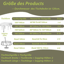 Runde Wachstischdecke 120cm – Zitronen & Blätter Muster