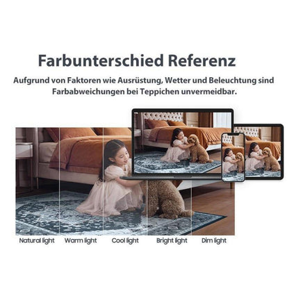 Vintage Teppich Schwarz 200x280cm – Waschbar & Rutschfest