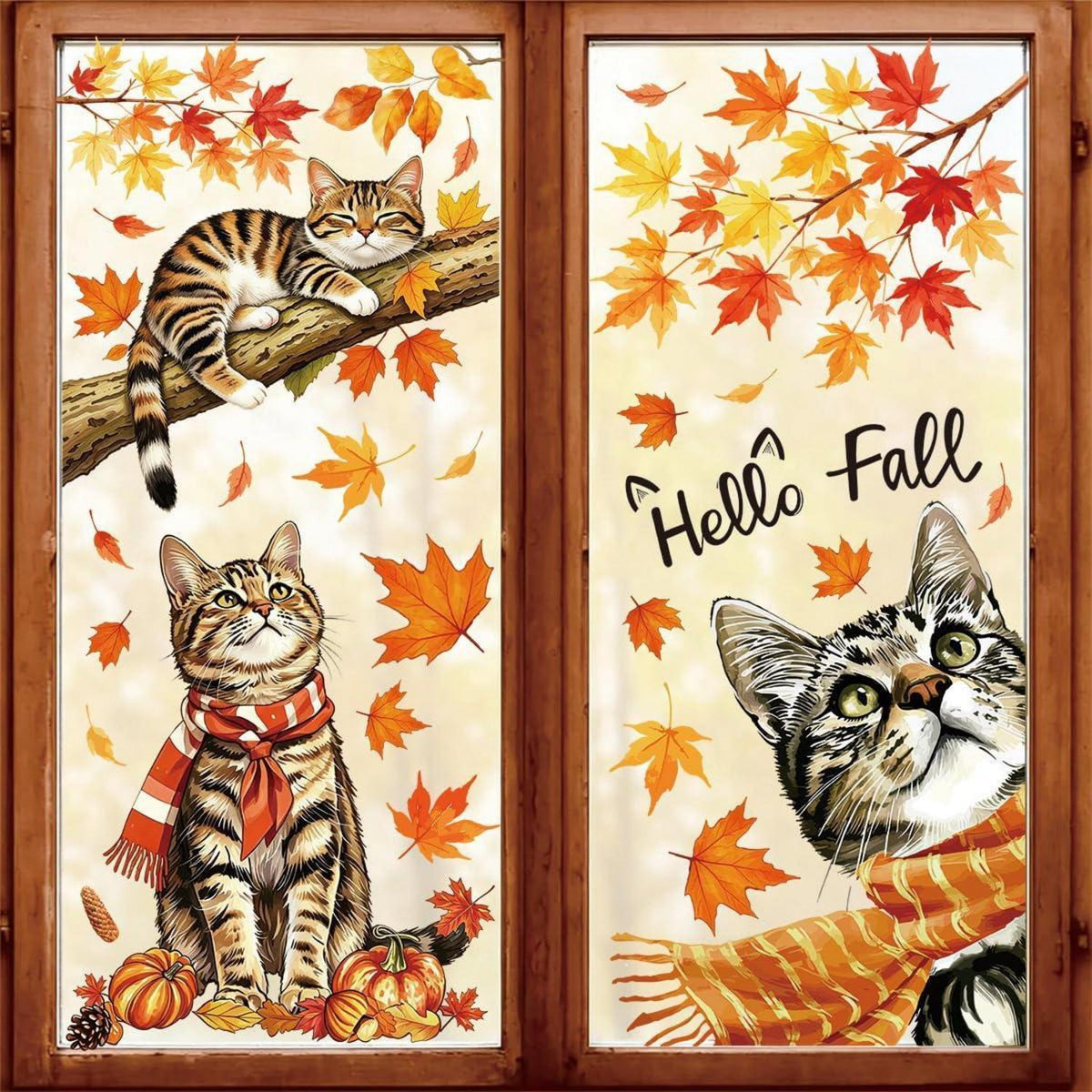 Herbst Fensterbilder PVC, 83 Stück Erntedank Deko, Ahornblatt Eichel