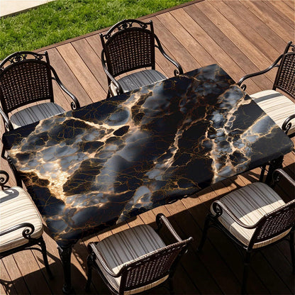 Elastische Tischdecke Rechteckig 160x90 cm – Schwarz Marmor