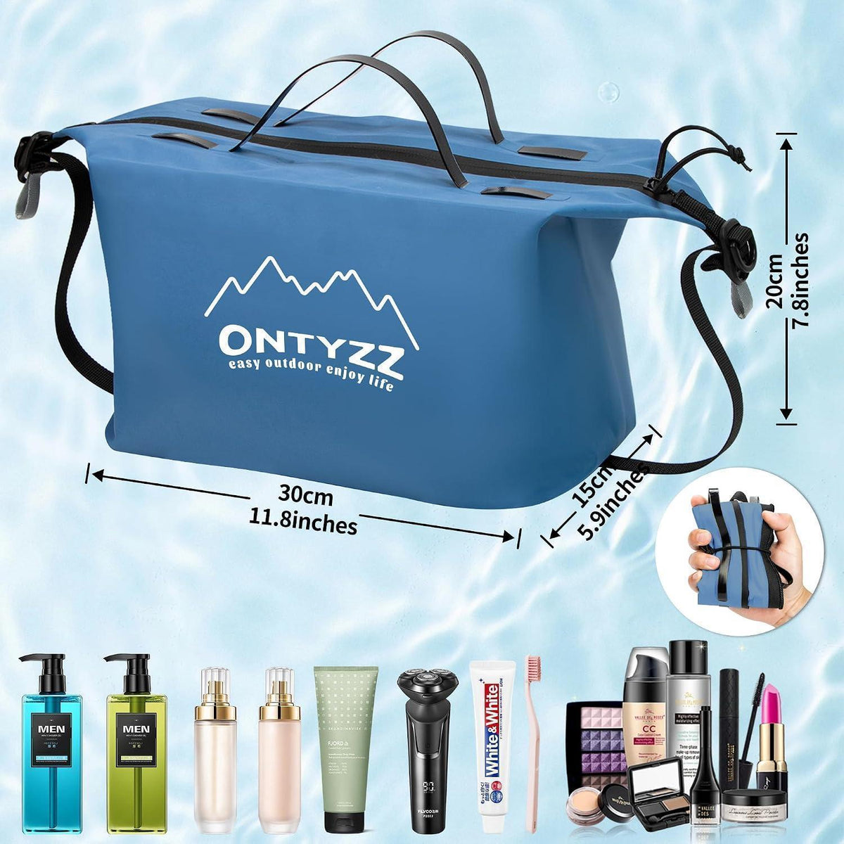 Koffer Organizer Set 4er Packwürfel mit Vakuumbeutel Blau