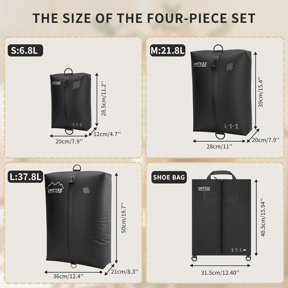 Koffer Organizer Set 5tlg. Compression Packwürfel Vakuumbeutel