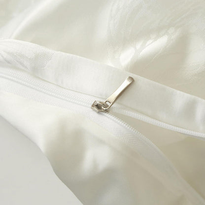 Satin Bettwäsche Set 135x200 Weiß Creme Schmetterling