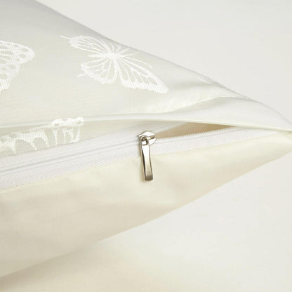 Satin Bettwäsche Set 135x200 Weiß Creme Schmetterling